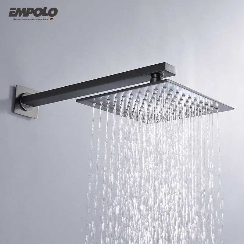 Luxury Solid Brass Shower Head New Model Bathroom Brass Concealed Square Rain And Waterfall Shower