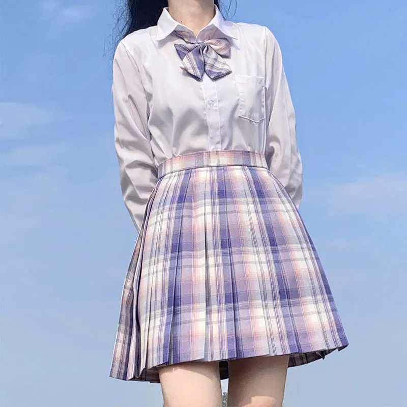 Girls Sailor Uniform Japanese Korean High School JK Uniforms Suit Long Sleeve Seifuku High Waist Pleated Skirt Cosplay Student