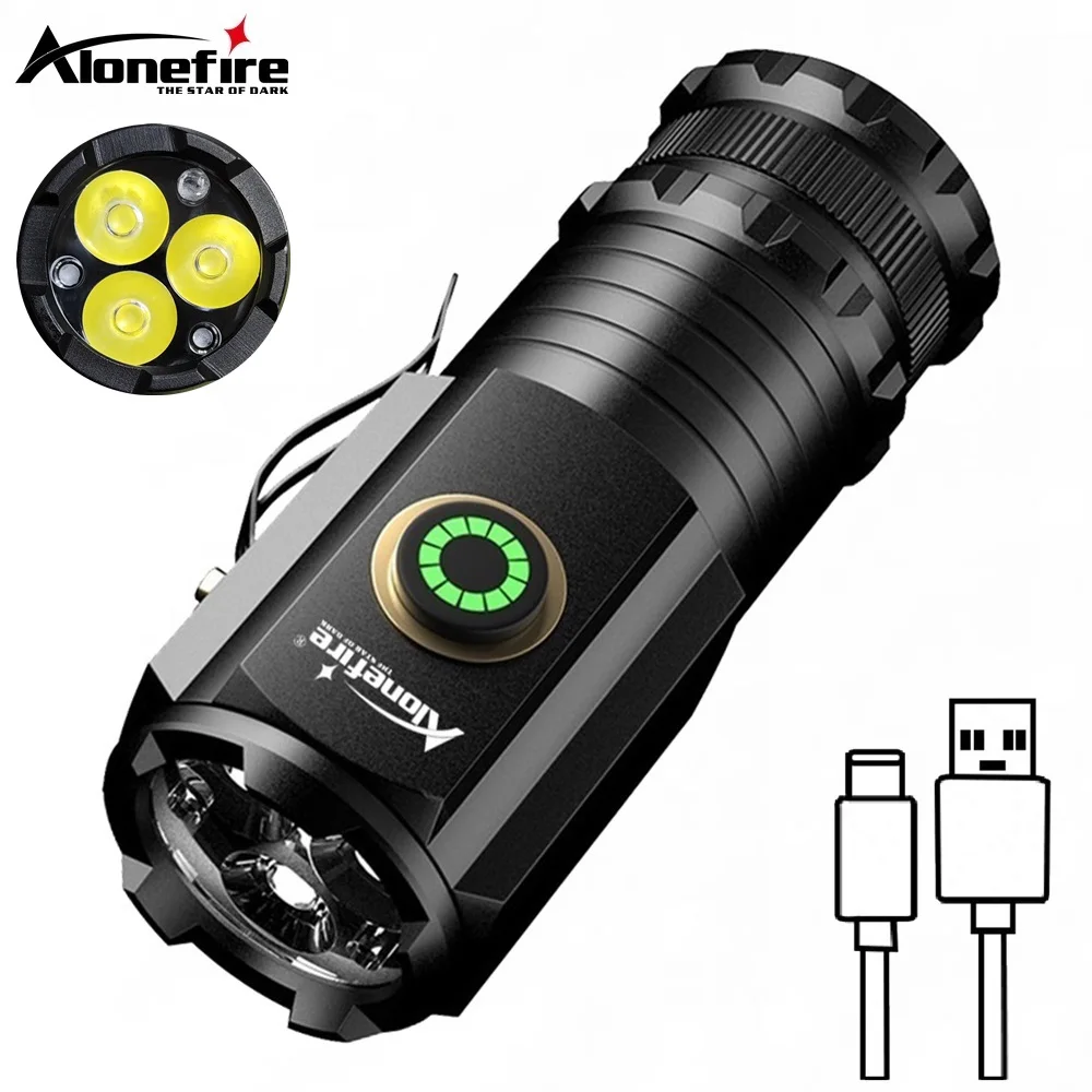 

Super bright mini Outdoor led Flashlight USB C Rechargeable Lampwith Magnet Camping Multifunction Portable Lighting Lights X23