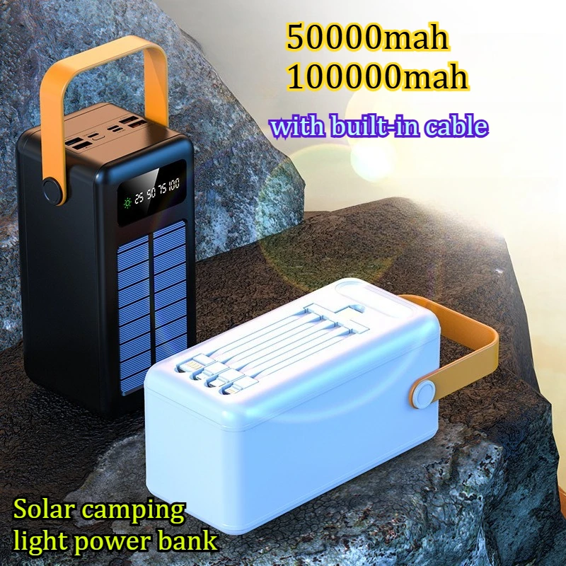 

Солнечный кемпинговый фонарь-пауэрбанк 100000 мАч с большой емкостью и длительным временем автономной работы, портативный, долговечный.