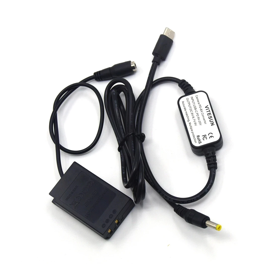 

EN-EL22 Dummy Battery EP-5E DC Coupler+USB Type C Charger Cable for Nikon 1 J4 S2 1J4 1S2 Camera