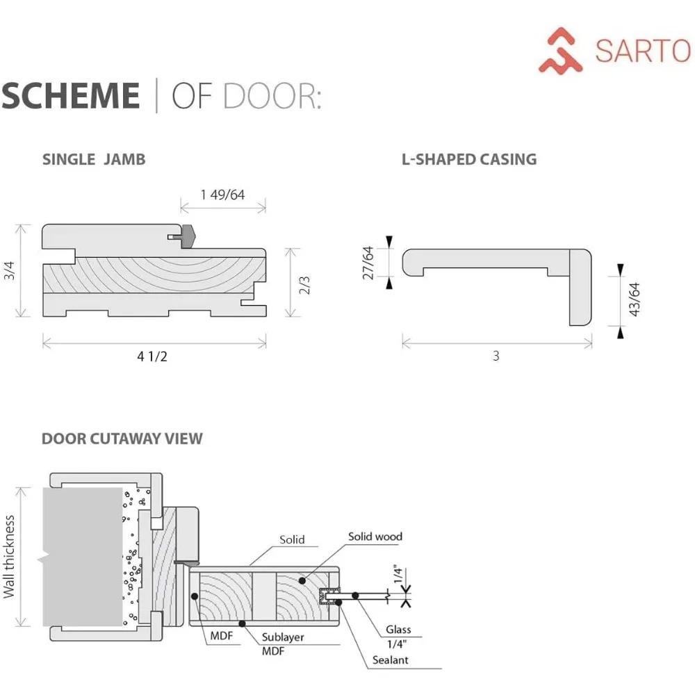 Vidrio esmerilado sólido de la puerta francesa 32x84 pulgadas, manija regular única de los acabados del marco del panel |   Puertas resistentes del dormitorio del baño