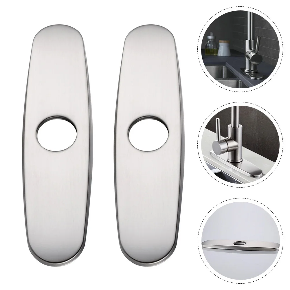

2pcs Stainless Plate 8 Inch Sink Hole Cover Kitchen Accessories Sink Hole Cover Durable Faucet Plate Decorative