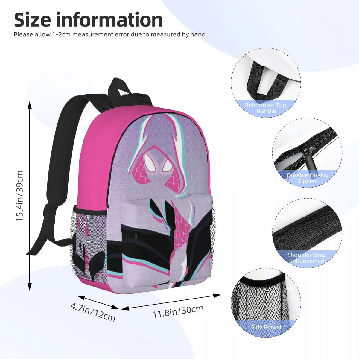 Spider-Gwen-Sac à Dos pour Enfant, Femme et Adolescent, Cartable de Voyage pour Ordinateur Portable