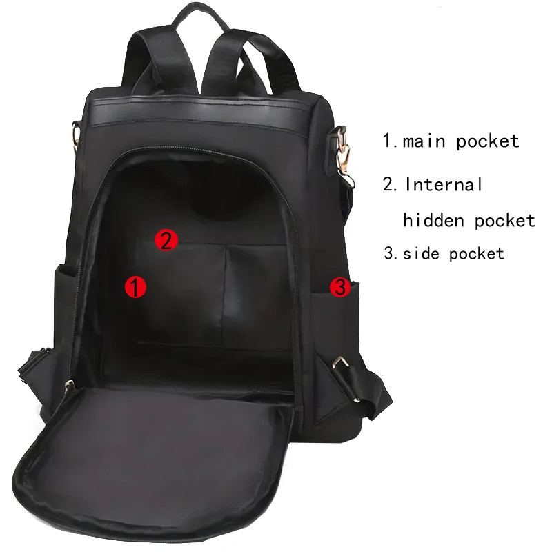 Neutral style backpack for men and women, suitable for daily travel and outings. Features a rear zipper with printed design.