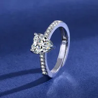 Bague classique en argent Sterling 925 pour femmes, bijoux en forme de cœur, bague simple en diamant imitation diamant, bague pour femmes R235 4