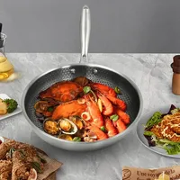 Honeycomb Pan with Handle Stainless Steel Diameter 32CM Non-stick Frying Pan for Gas Ovens Induction Stove Ceramic Stove