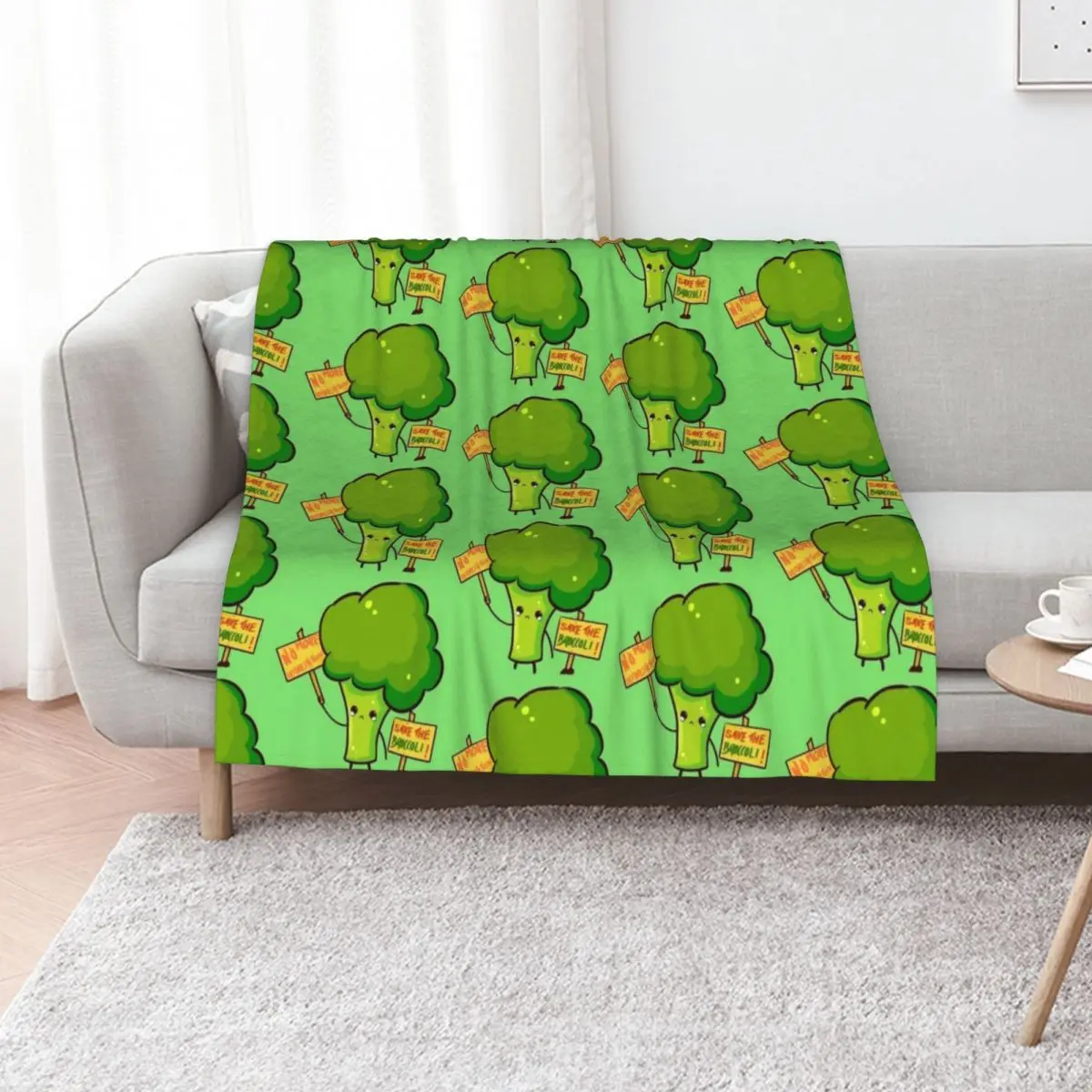The Green Broccoli Throw Blanket Picnic Luxury Designer Warm Flannel Comforter For Baby Blankets