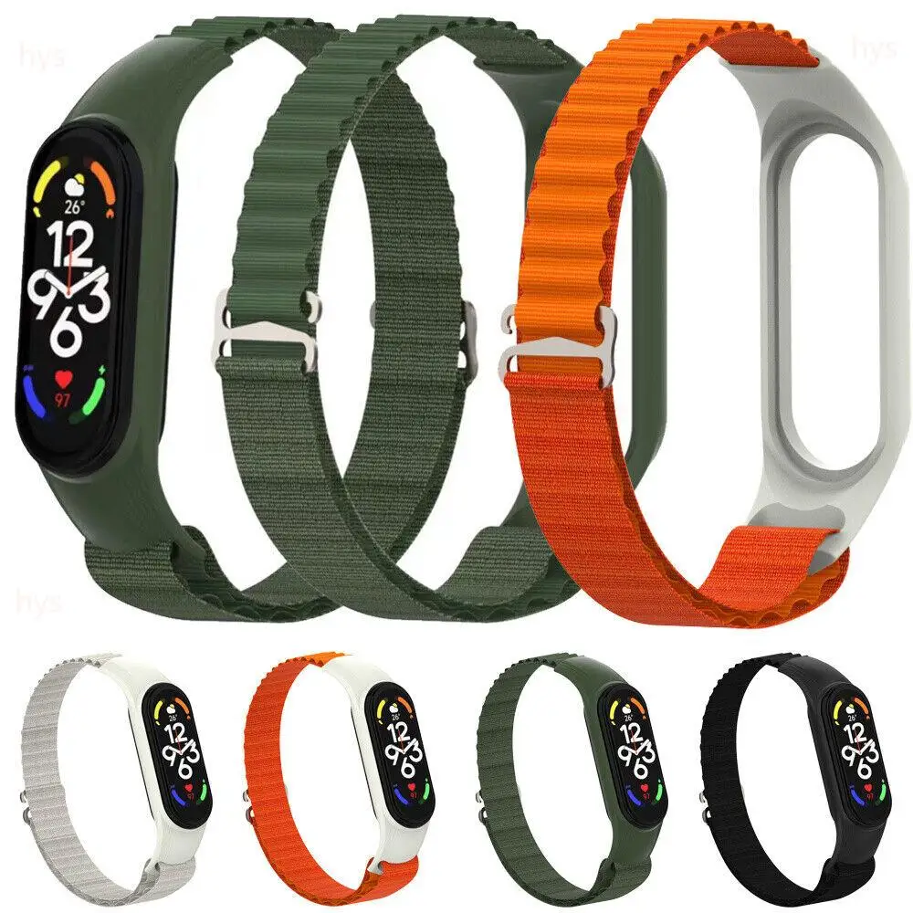 

Nylon Watch Strap for Xiaomi Mi Band 7 6 5 4 3 Replacement Wristband Compatible with Amazfit Band 5 Breathable Bracelet