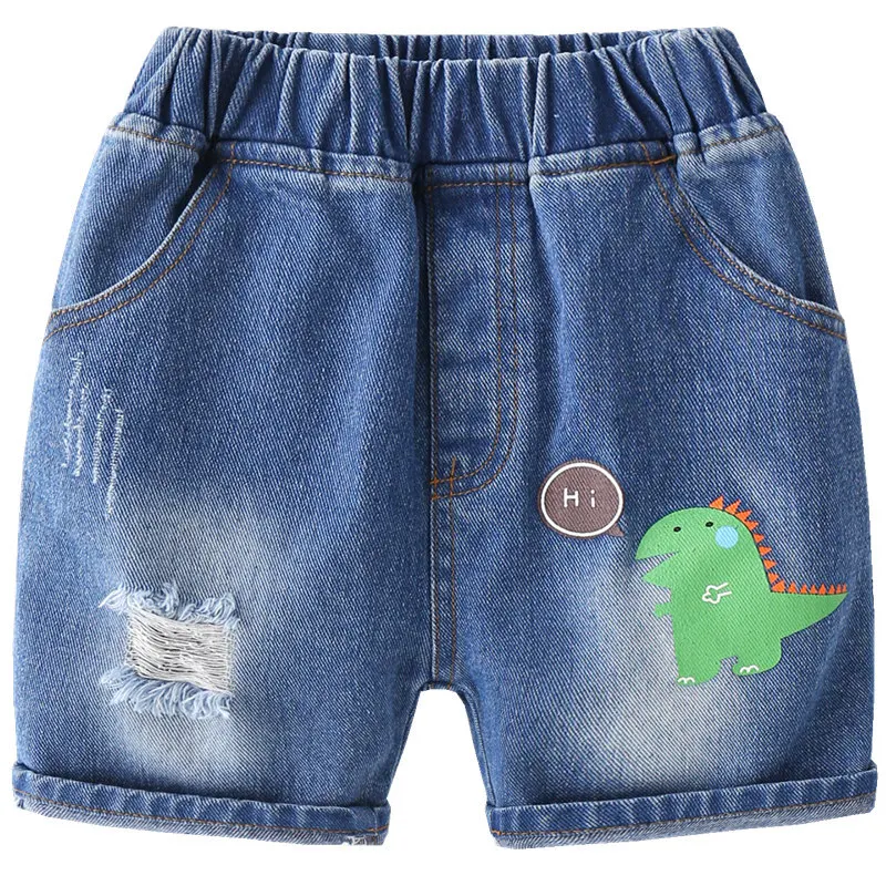 Children's Jeans Summer Pirate Shorts Boys Cartoon Dinosaur Short Pants Wholesale Baby Leisure Middle Pants Summer Trendy