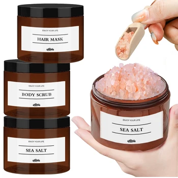 حاوية تخزين ملح الحمام، قناع شعر كهرماني قابل لإعادة الاستخدام، صندوق توزيع ملح البحر، علبة ملح استحمام للحمام