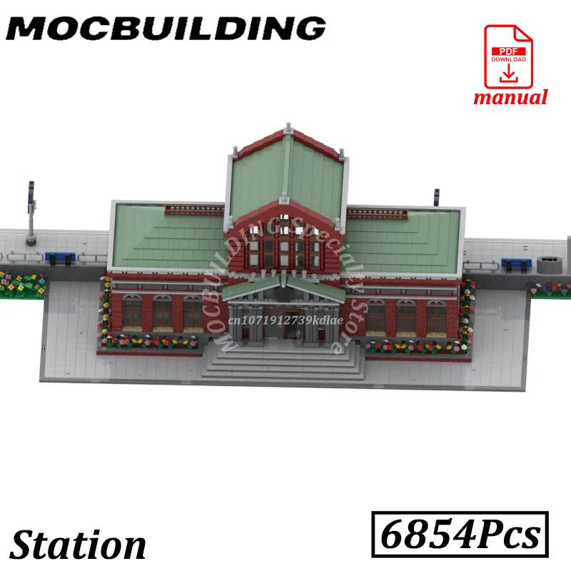 Train Station Railway Accessories Model City Buildings Display MOC Building Blocks Bricks Construction Toys Gifts Christmas