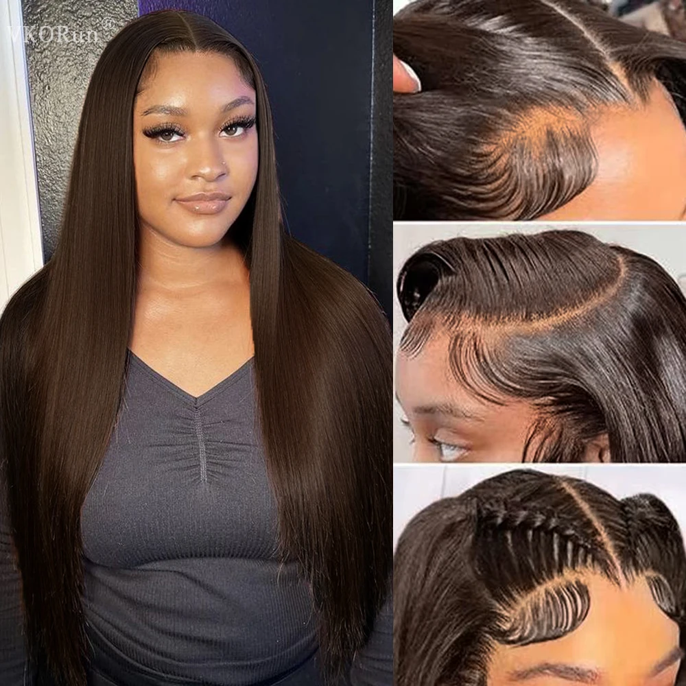 

# 4 Шоколадно-коричневых прямых парика из натуральных волос 13x6 13x4 Парики из натуральных волос на кружеве Предварительно выщипанные темно-коричневые бразильские человеческие волосы Парик