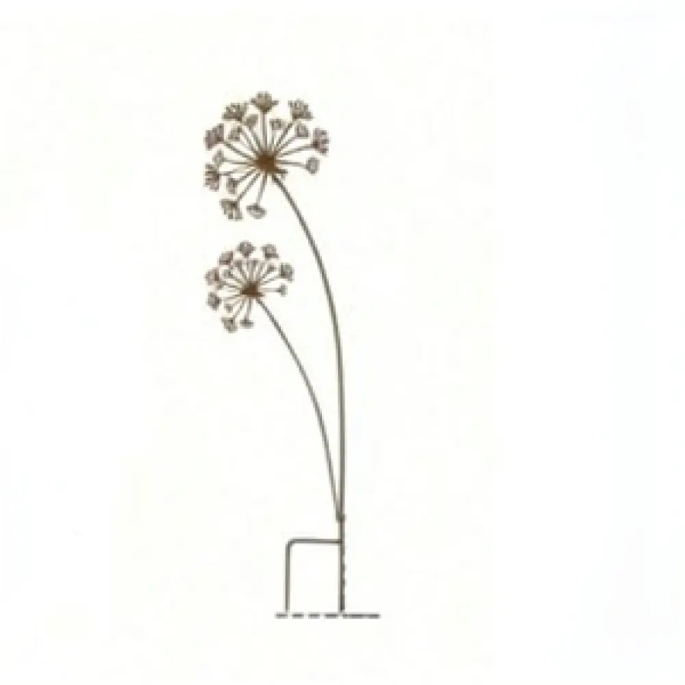 Dandelion Iron Stake Garden Ornament Rustic Metal Decor Outdoor Yard Lawn Sculpture Decorative Flower Pot Accessory