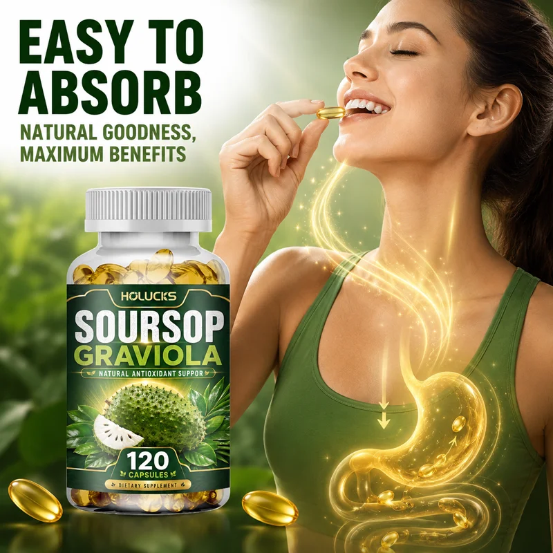 HOLUCKS Soursop Graviola Capsules, with Graviola Fruit & Leaf Extract, Boost Antioxidant, Immune & Digestive Wellness