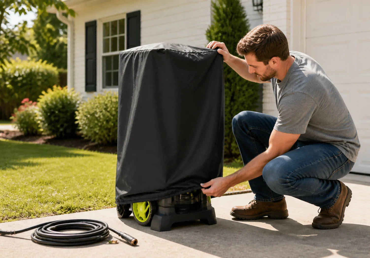 For Standard Pressure Washers Pressure Washer Cover For Rainy Weather Protection Black Waterproof Oxford Material