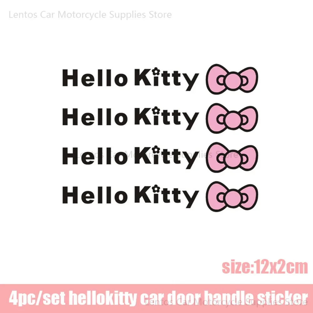 4pc/set Sanrio HelloKitty Universal Car Door Handle Sticker Scratch Protective Stickers Cartoon Car Handle Decor Sticker