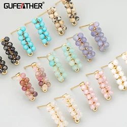 GUFEATHER MF33,jewelry accessories,18k gold plated,copper,natural stone,hand made,charms,diy earrings,jewelry making,2pcs/lot