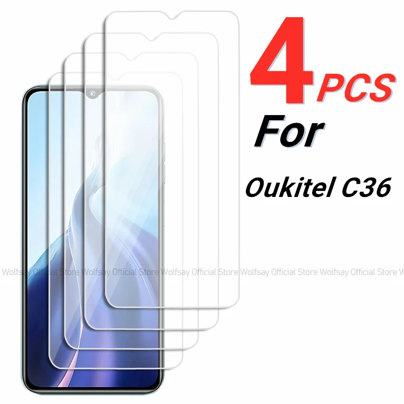 2/4PCS Screen Protector For Oukitel C36 Tempered Glass Oukitel C36 Full Glue Cover Protector Screen Phone Glass Film Oukitel C36