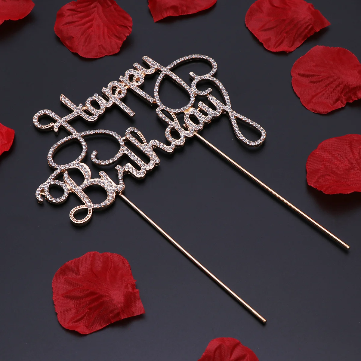 

Golden Crystal Rhinestone Cake Topper Party Decor Birthday Anniversary Wedding Birthday Cake Decoration Cupcake Toppers