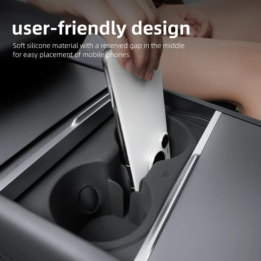 Car Water Cup Holder for Tesla Model Y/YL Juniper 2025 Silicone Cup Holder Central Control Water Cup Holder Interior Accessories