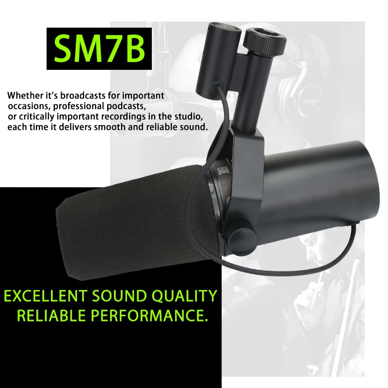 ميكروفون استوديو صوتي ديناميكي SM7B، للبث والبث، والألعاب، والبث، وبث الوسائط، مع نطاق تردد واسع #3