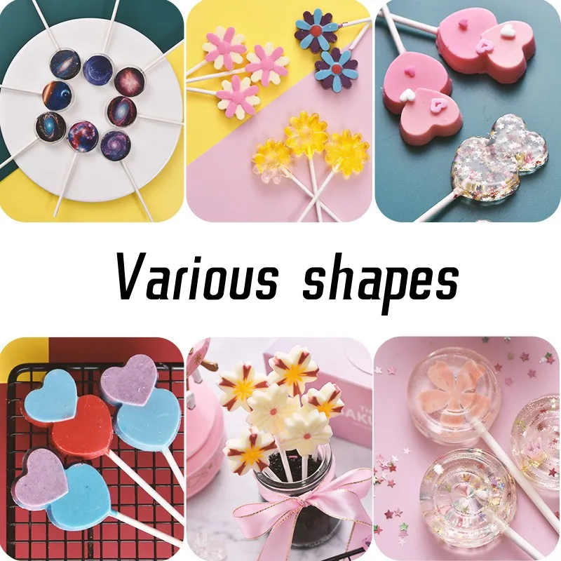 New Cute Flower Round Silicone Lollipop Mold Jelly Candy Chocolate Soap Bakeware Mould Reusable Variety Shapes Cake Decor Tools