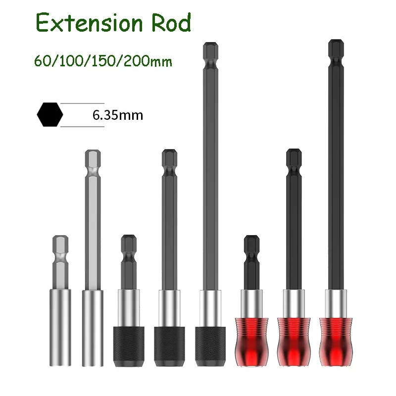

Hexagonal Handle Red Three Piece Set Quick Release Self-locking Extension Rod 60/100/150/200mm Screwdriver Head Extension Rod