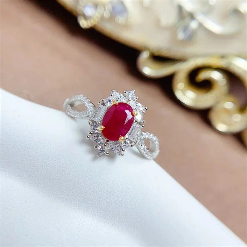 

925 Silver Natural Pigeon Red Ruby Ring for Women Anniversary Birthday Gift Fine with Certificate