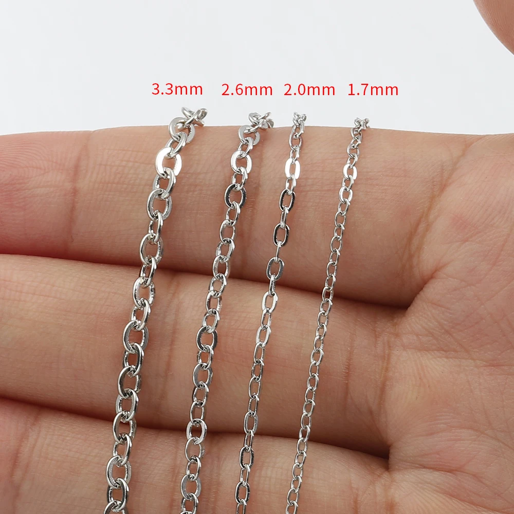 5Meters Metal Necklace Chains O Shape Oval Cross Bracelet Extender Tail Chain For DIY Jewelry Making Handmade Wholesale Crafts