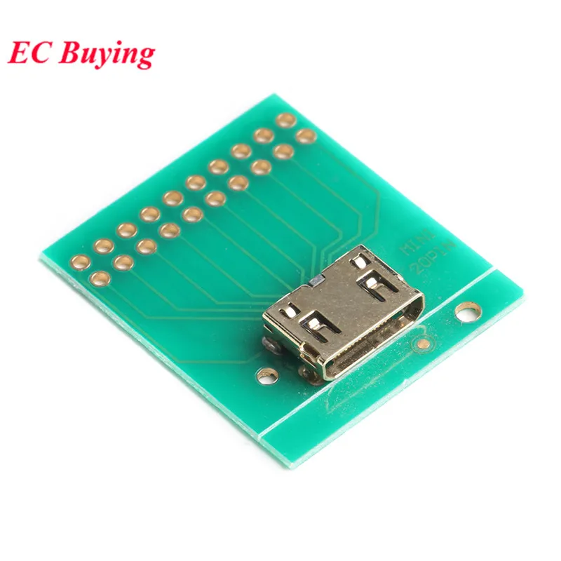 2Pcs/1pc Mini HDMI Test Adapter Board Type C Female Connector Interface 2x10Pin 20Pin 2.54mm PCB Transfer Converter IC Socket — zdjęcie 4