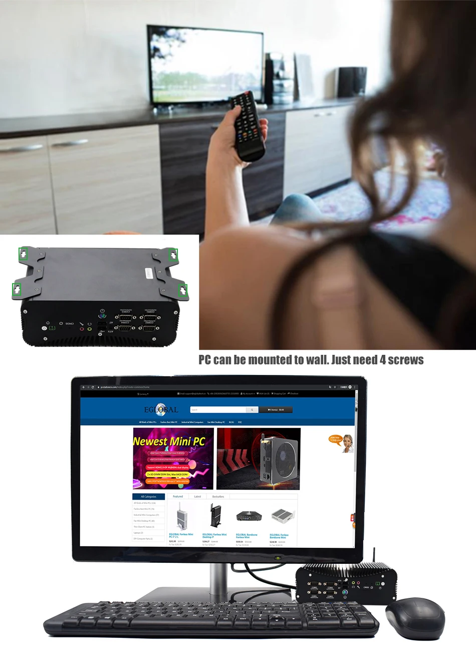 EGLOBAL 12/13th Gen Core i5 i7 Mini PC 64GB DDR5 RAM 1TB M.2 NVME SSD Indutrial Computer 6COM 2LAN VGA GPIO Win10 Indutrial PC