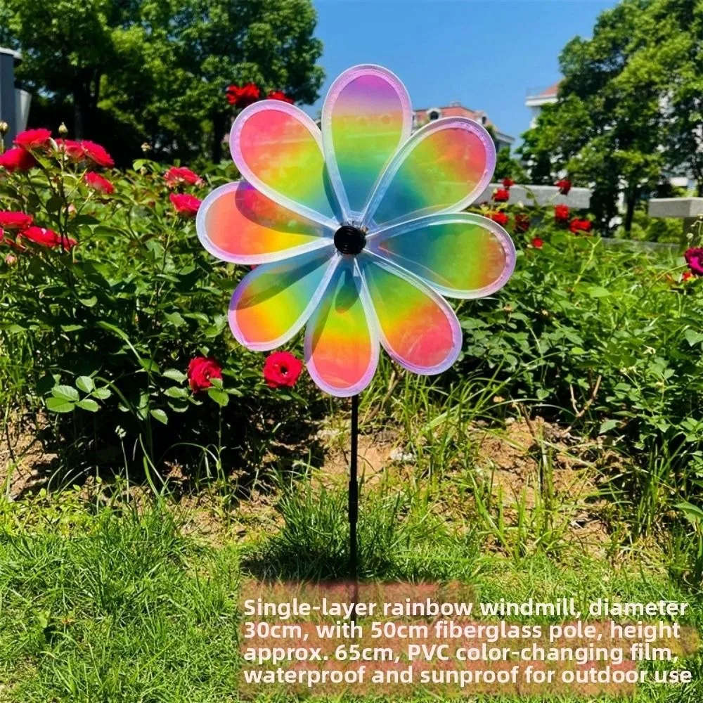 Mulino a vento girasole multistile PVC che cambia colore rotante girasole girandola doppio/singola strato laser abbagliante