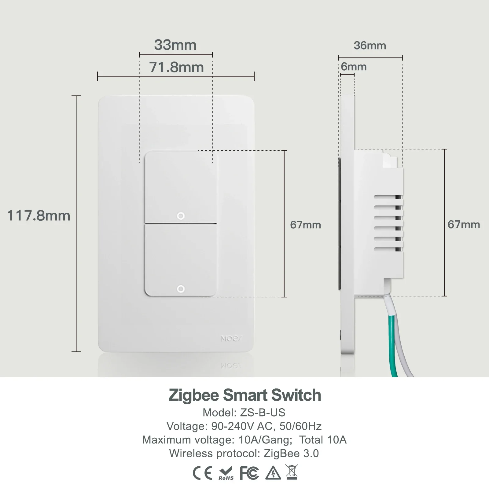 Tuya smart life US Standard 1 2 3 4 Gang Intelligent Wifi and Zigbee Smart Wall Switches 119 and 120 Size Smart Wall Switch USA