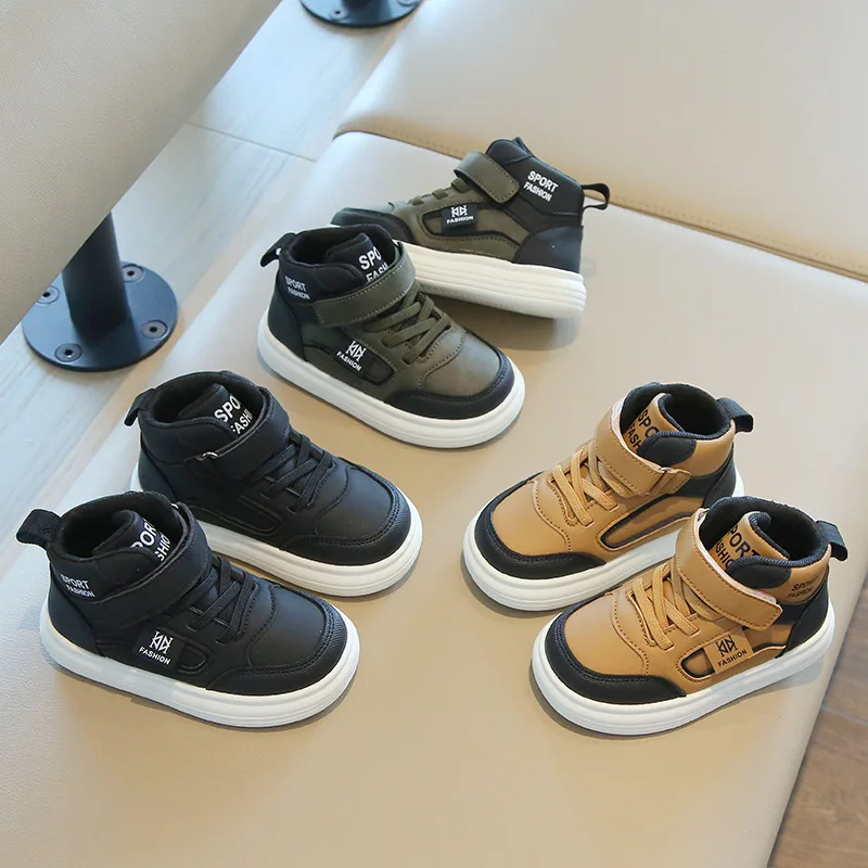 New Girl Soft-soled Running Shoes Spring Autumn Boys High-top Sneakers Children Breathable Casual Shoes Kids School Sports Shoes