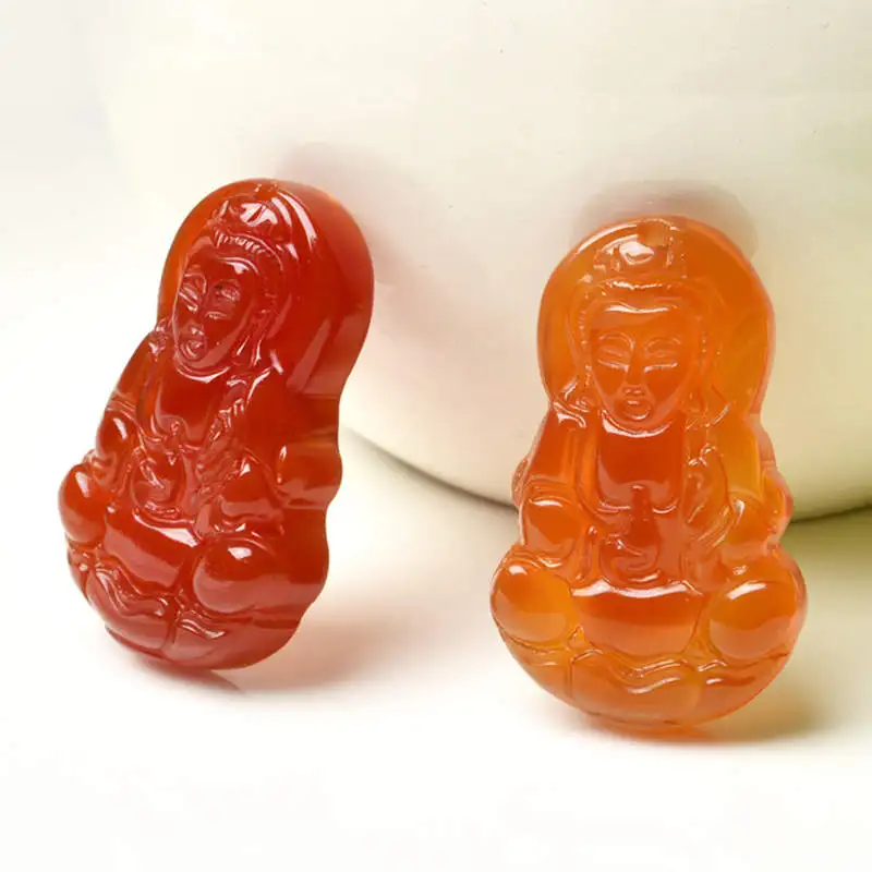 

Wholesale 10PCS Buddhist GuanYin Amulets Agates Kwan-yin Bodhisattva Pendants for Lady Protective Godness