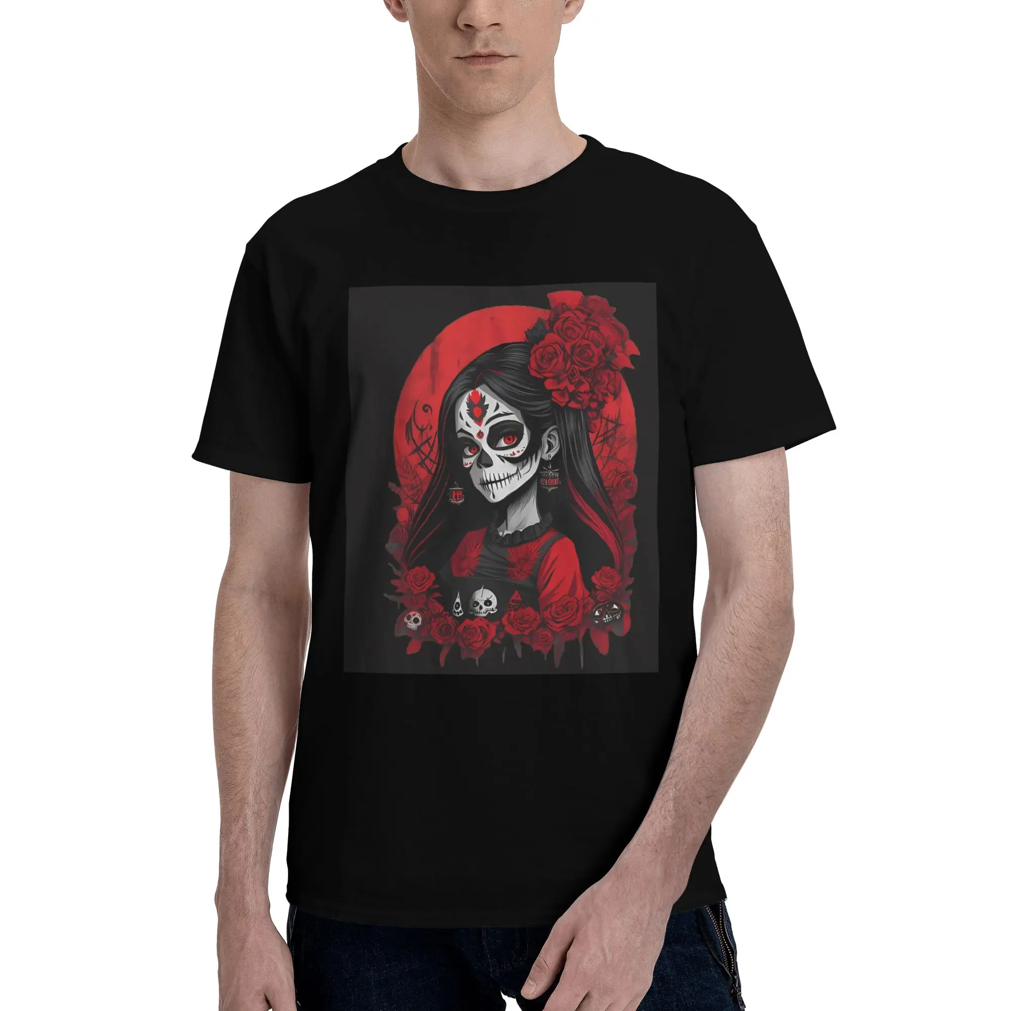 

Alexander Gothic Las Elegantes Girls Day Of Dead Skull 100% Cotton T-Shirt Men'sOversized T Shirts Men O-Neck Short Sleeve S-6XL