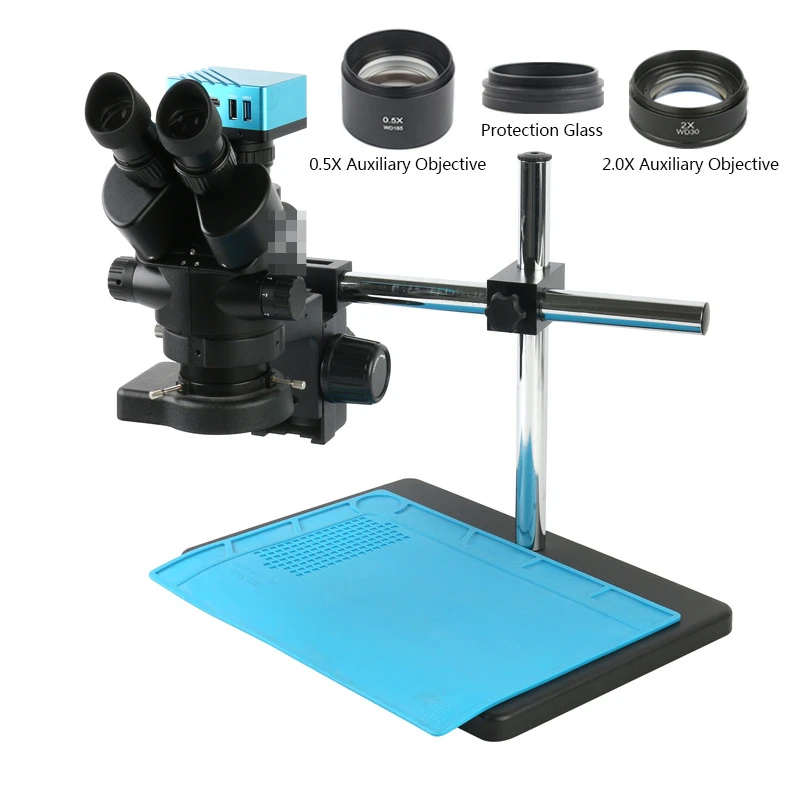 Continuous Zoom Trinocular Stereo Microscope Stereo Microscope 4K HD Industrial Video Microscope Camera