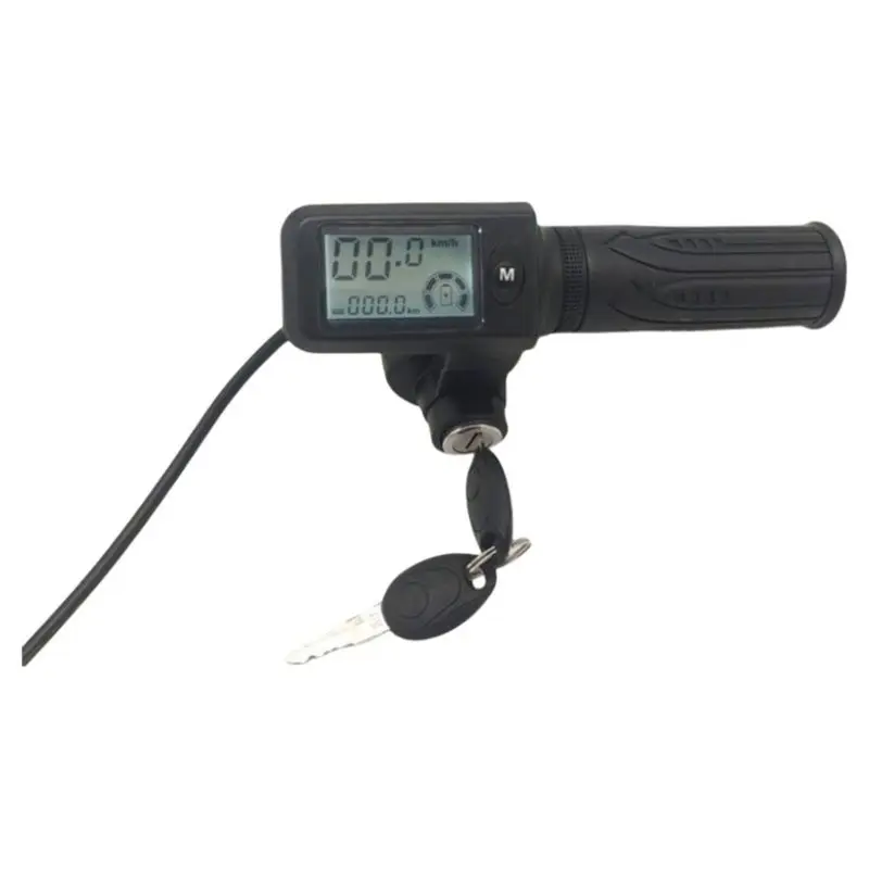 ABHS-Twist Throttle With LED Display 24-72V E-Scooter Grip Handlebar 3 Gear Adjustable Voltage Meter Scooter Accessories,1Kit