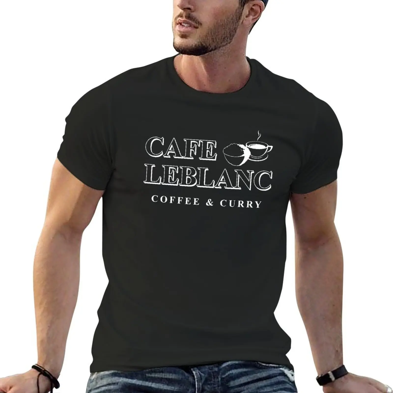 

Футболка Cafe Leblanc, кавайная Одежда для мальчиков, белая Эстетическая одежда, мужская футболка с коротким рукавом