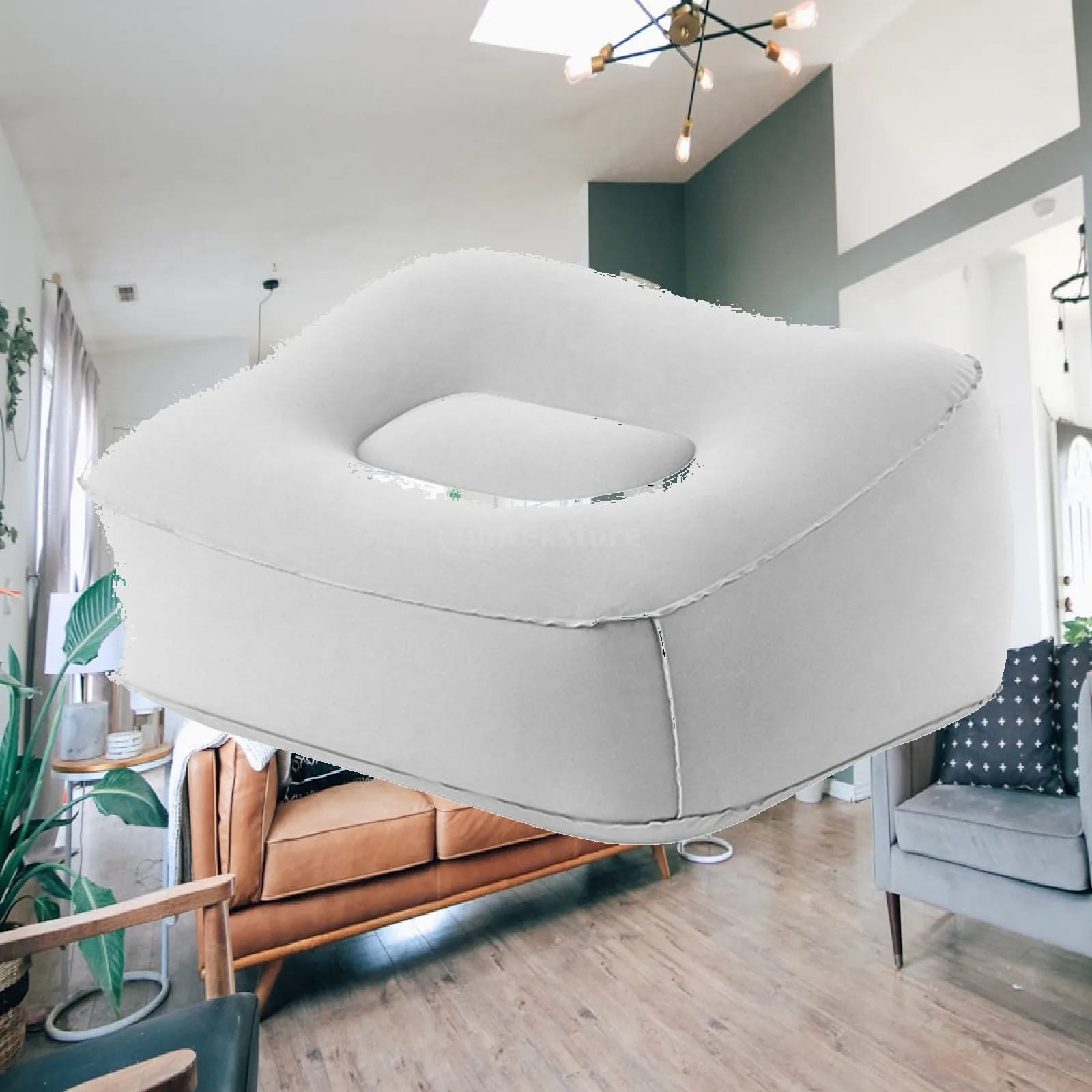 Easy Carry Inflatable Footrest Cushion Premium Flocked PVC Leg Support Pillow for Travel Plane Car