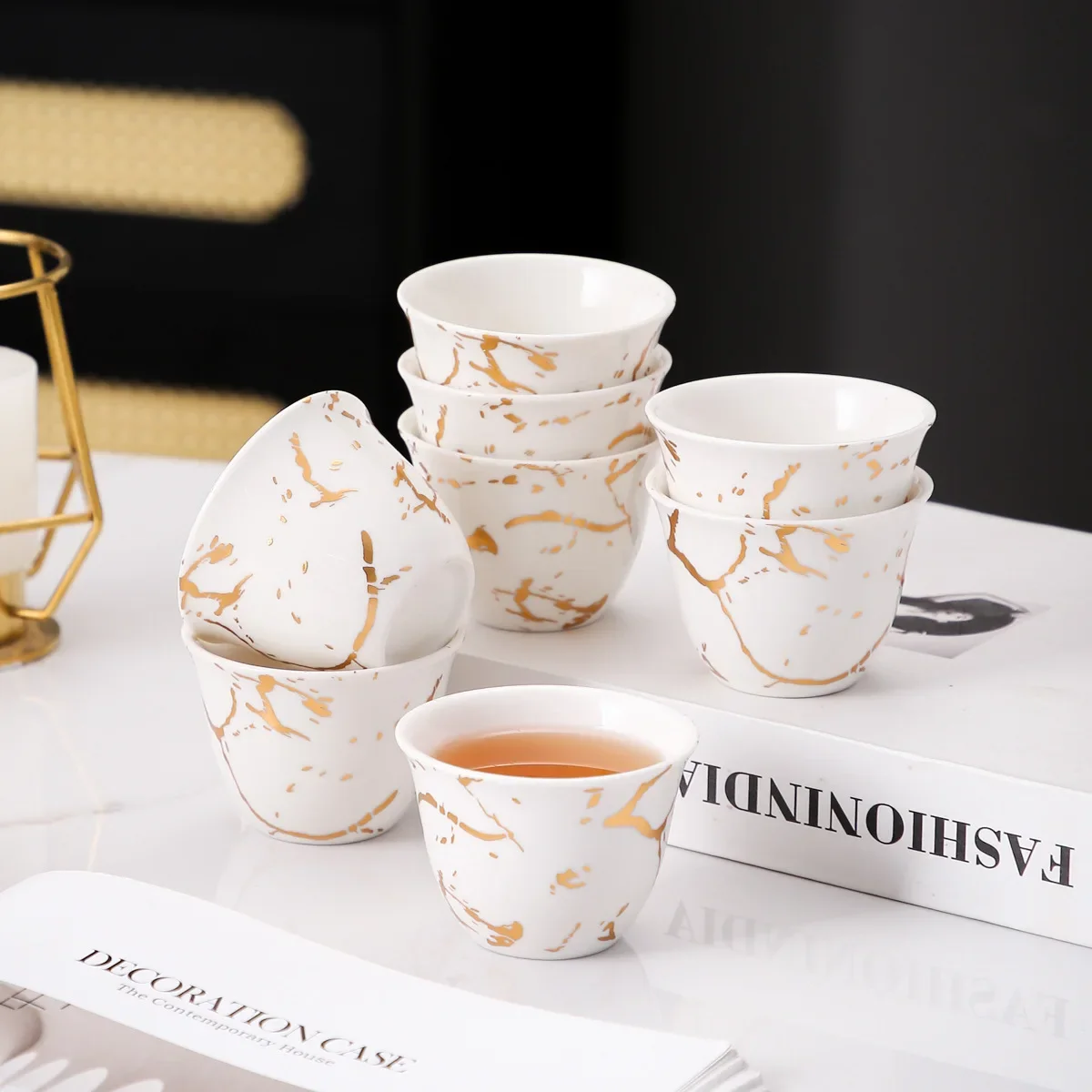 6Pcs Mini Ceramic Espresso Cups, Creative Simple Demitasse Mugs for Latte Art, Small Coffee Cups for Office Home 3