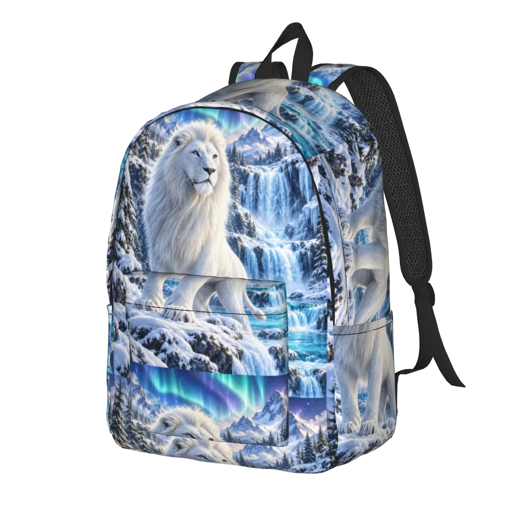 White Lion Single Digital Printed Backpack Women  Soft Backpacks Polyester Novelty High School Bags Travel High Quality Rucksack