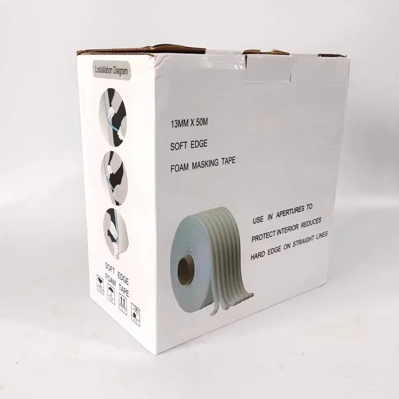 Nastro per mascheratura in schiuma con bordo morbido 13mm/50m Spray protettivo per vernice per auto Strumento per spruzzo Nastro in spugna Guarnizione per porta Rifugio UTILIZZA IN APERTURE