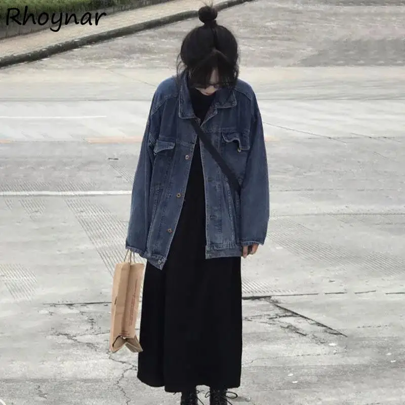 

Dress Sets Women Single Breasted Vintage Turn-down Collar Pockets Jacket A-line Simple Solid Cozy Vestido Ulzzang Hot Sale M-4XL