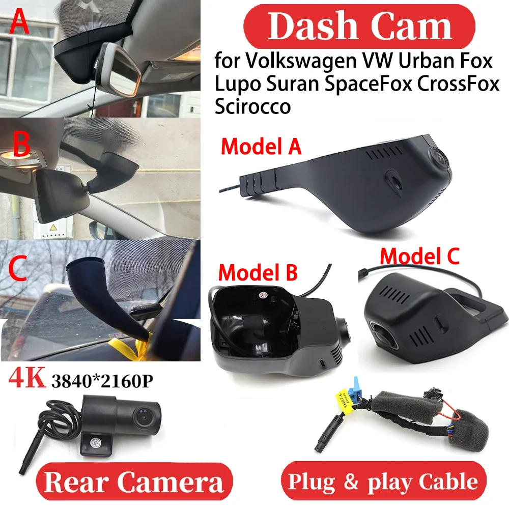 ZJCGO para Volkswagen VW Urban Fox Lupo Suran SpaceFox CrossFox Scirocco UHD Carro 4K Gravador de Vídeo DVR Dash Cam Dash Camera