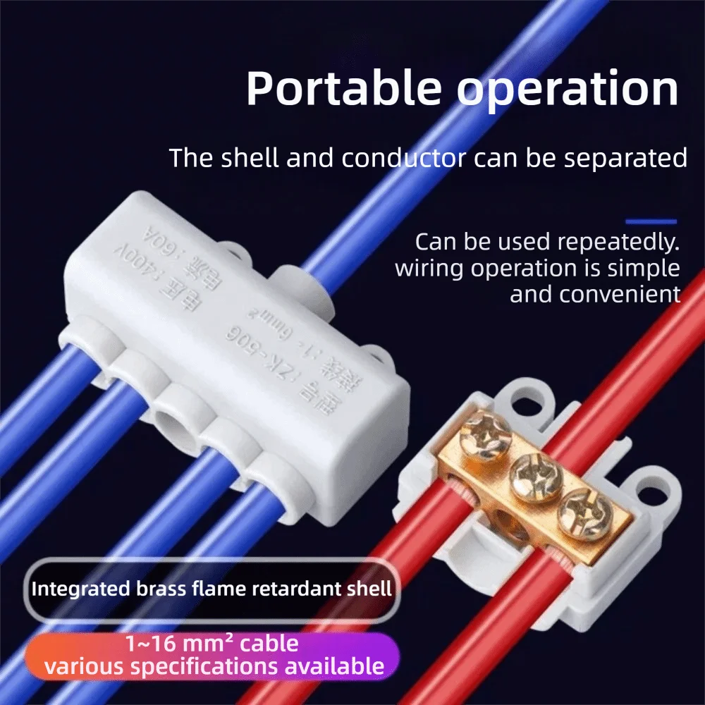 New Conductor Brass High Power Splitter Large Current Universal Quick Terminal Block Terminal Blocks Electrical