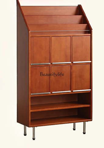 

Nordic Retro Solid Wood Magazine Cabinet Household Minimalist Mid-Ancient Storage Cabinet