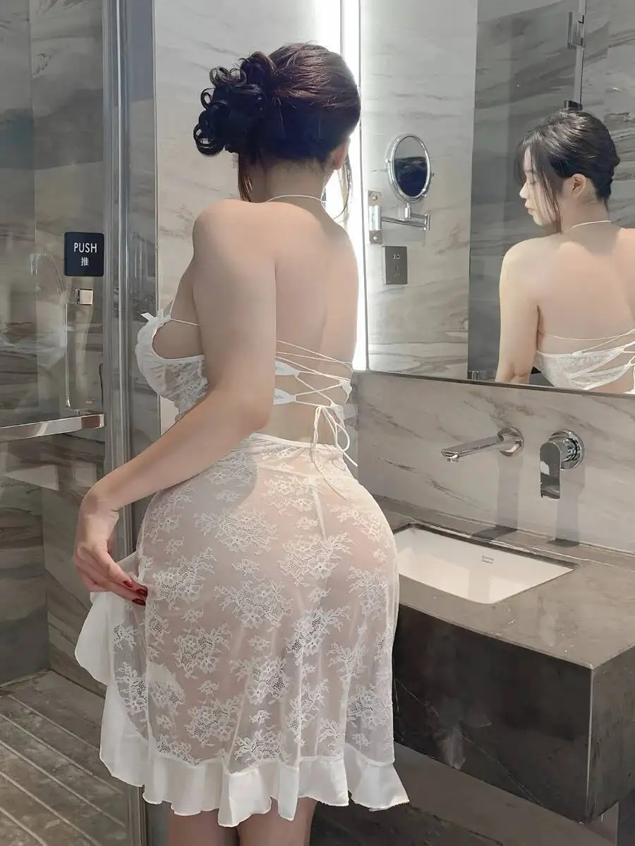 セクシーなナイトドレスニッチピンクストラップバックレスノースリーブドレス女性のための夏純粋な欲望セクシーなスプリット痩身ドレス魅力的な TJYL