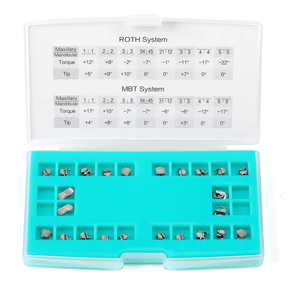 24PCS AZDENT Dental Klammern Kieferorthopädische Zahnspangen Selbstligierende Mesh Basis Mini Roth/MBT 0,022 Haken 3-4-5 & Bukkalröhrchen Zahnmedizin – Detail 2